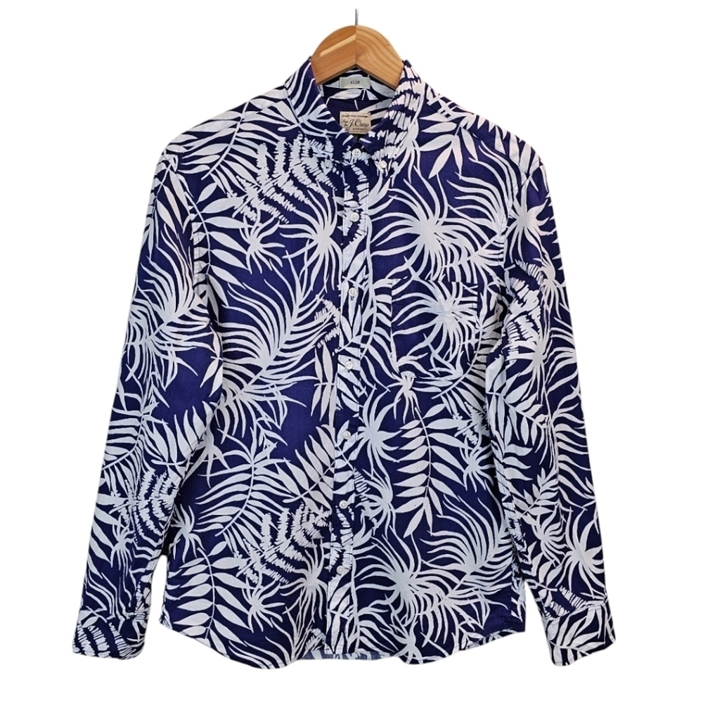 J.Crew Men's Cotton Hawaiian Button Down Casual Shirt Medium Slim Fit Tropical